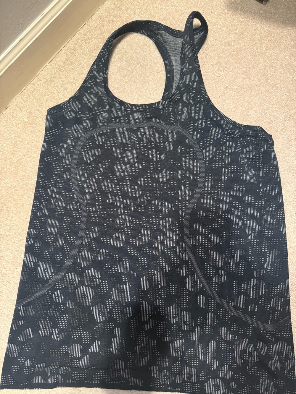 lululemon athletica Black and Gray Patterned Swiftly Racerback Tank